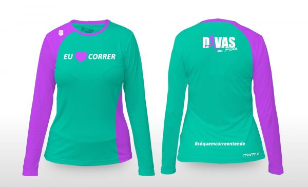 Blusa Feminina Baby Look Manga Longa "Eu Amo Correr"