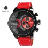 Relógios Homens Couro Strap Big Dial Relógio de Quartzo Relógio Masculino Militar