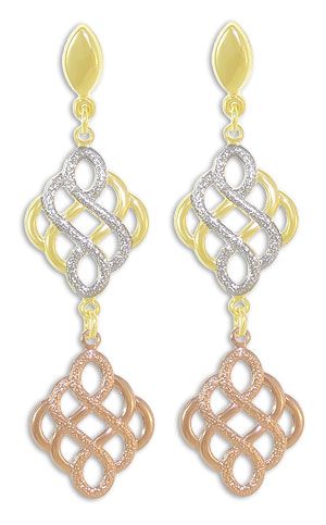 Brinco folheado a ouro com 3 tonalidades distintas: amarela - Cod: BS2426