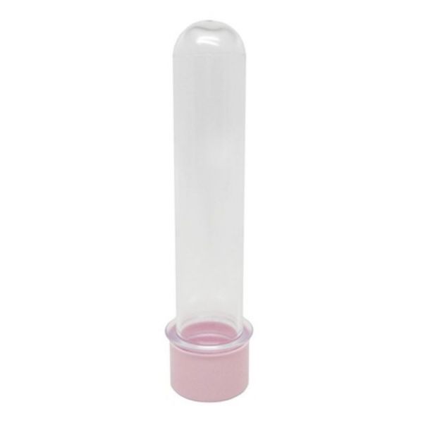 Tubete 13cm c/ tampa rosa...  Tubo/Tubete em acrílico13cm transparente c/ Tampa Rosa BB