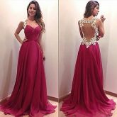 v pescoço rendas splicing chiffon vestido de festa sem mangas maxi das mulheres #03079025