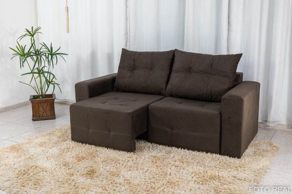 Estofado Retratil Duda 180 2x90 Veludo Marrom Inca 03 Diviminas