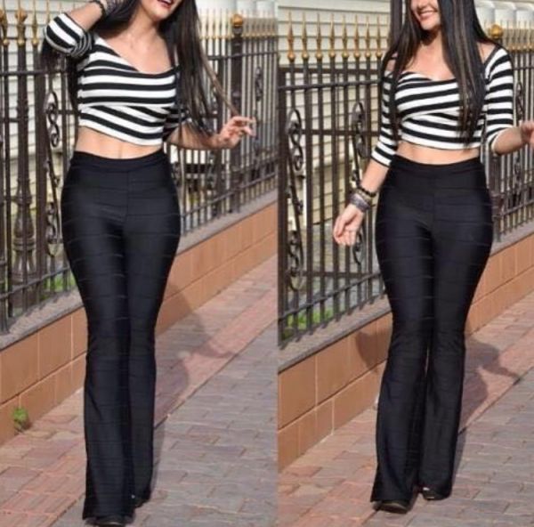 Calça bandagem acetinada