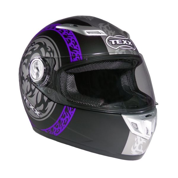Capacete em Fibra de Vidro Texx Mirage - Preto c/ Roxo
