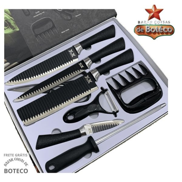Jogo Faca em Inox Profissional Kit Churrasco