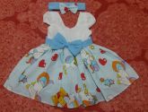 Vestido Azul com Unicórnios Grandes