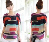 Blusas listrado Chiffon Top blusa