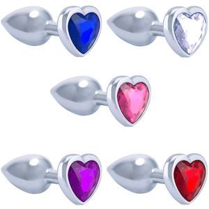 Plug Anal Em Alumínio Coração Com Pedra