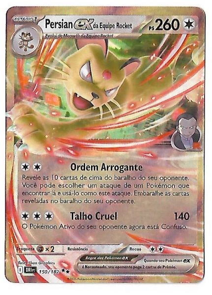 Pokemon Persian EX da Equipe Rocket Escarlate e Violeta Rivais Predestinados