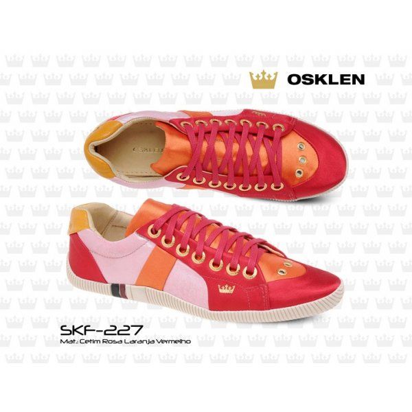 TENIS OSKLEN CETIM ROSA, LARANJA E VERMELHO