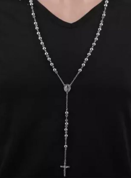 CORDÃO TERÇO EM AÇO INOXIDAVÉL