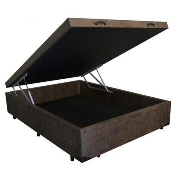 Base Bau Casal 138x188x40 Suede Marrom 2230 SR