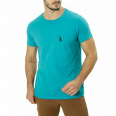 Camiseta básica gola redonda lisa verde petróleo