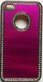 CASE ALUMINIO PINK BORDA STRASS PARA IPHONE 4 E 4S