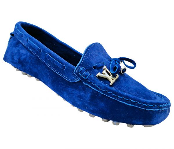 Mocassim Feminino Louis Vuitton Couro Azul