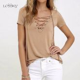 Blusa Feminina Lossky Verão Manga Curta C/ Cadarços Mulheres