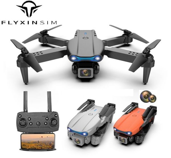 Flyxinsim câmera dupla oem, 480p 720p 1080p 4k e99 pro k3 rc dronhne brinquedo, mini drone, dobrável