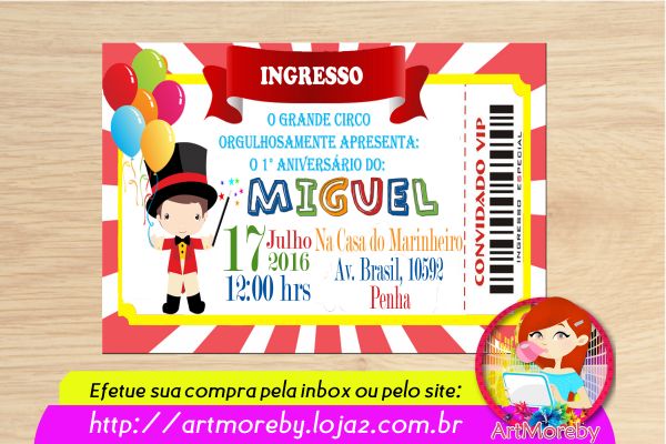 Convite Circo Com Ingresso