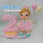 Topo de bolo Circo Rosa em biscuit