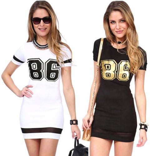 Novo Feminino Manga Curta Verão Bodycon Casual Festa Balada Mini Vestido De Algodão