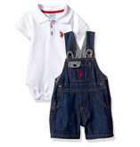 Conjunto Bodies Jardineira Us Polo Assn Original 6-9 Meses Bebês Meninos