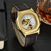 Relógio Masculino De Pulso Pulseira De Couro Automático