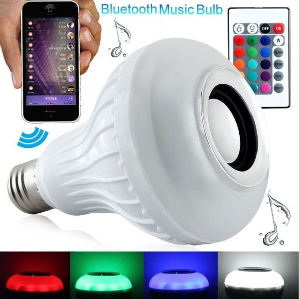 Lampada Led Bluetooth Rgb 16 Cores Music Controle Remoto