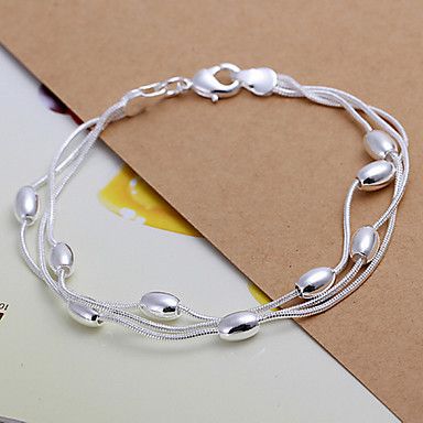 prata corrente de cobre de 20 centímetros doces mulheres e pulseira link (prata) (1 pc) #00943300