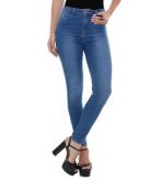 Calça jeans cós alto azul escuro