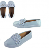 Tenis Verniz com Flor - Azul Azul Bebe