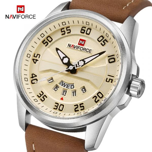 Relógio Masculino Naviforce Couro Original A Prova D'agua