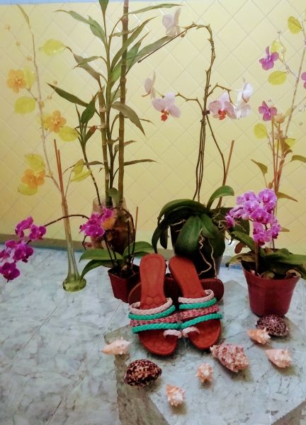 Rasteirinha 4 tiras trançada REF: 501