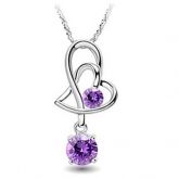 Pingentes Prata de Lei Cristal Amor Prata Roxo