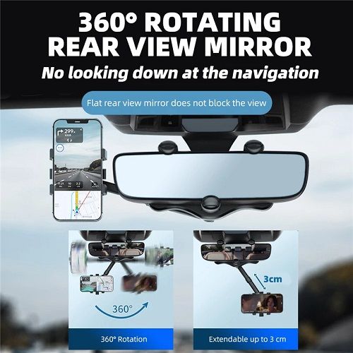 360 ° espelho de carro telescópico suporte de telefone inteligente montar suporte de telefone móvel