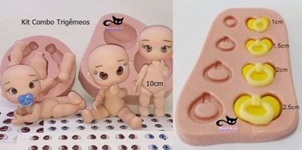 kit Combo trigêmeos c/ olhos resinados