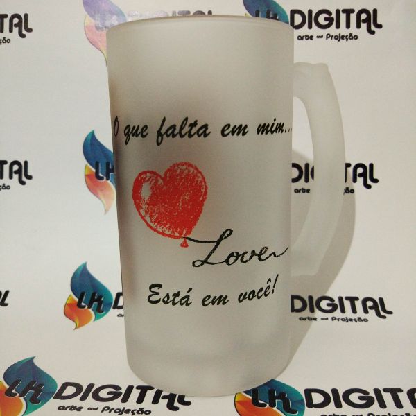 #001 Caneca de vidro jateada