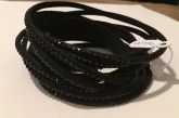 Pulseira Camurça Swarovski Preta Brilho Preto