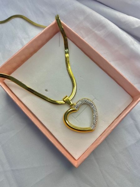 *colar feminino de aço inoxidável pingente coração*