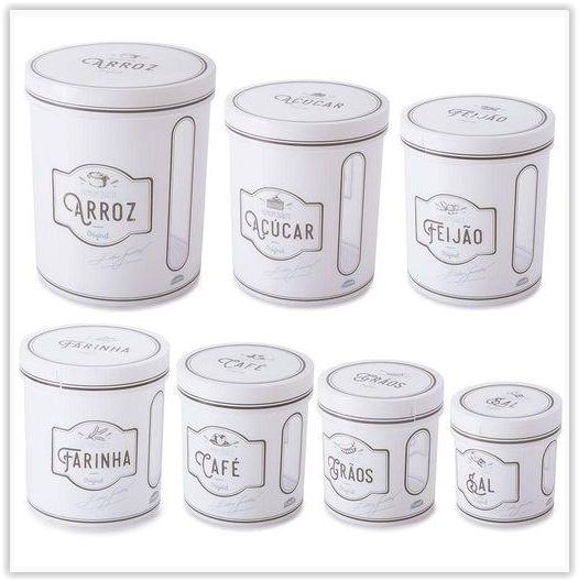 Kit 7 Potes Porta Mantimentos Retro Edu Guedes