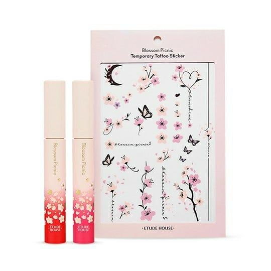ETUDE HOUSE Shine Chic Lip Lacquer 3.2g + Cherry Blossom Tattoo Sticker - Pink
