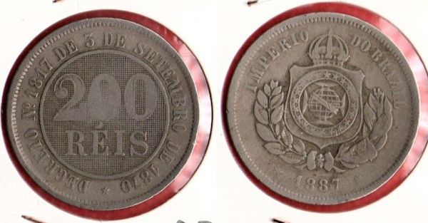 V033-1 - 200 Réis 1874 Tiragem 857.000  - ESCASSA