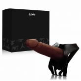 Cinta Strap On com Prótese Pênis 8 Maciça cor Marrom- 16cm x 4cm