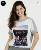 Blusa Feminina Estampa Frontal Manga Curta Marisa