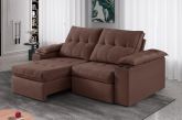 Estofado Retratil Reclinavel Itaborai 230 2x90 Brc 25cm Veludo Inca Marrom 17 Idealle