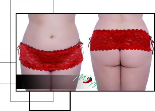 Calcinha Renda Plus Size modelo Tanga fio com sainha                         Ref.: M1028