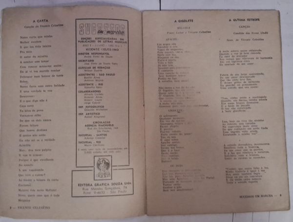 Revista Sucessos em marcha Vicente Celestino Letras músicas