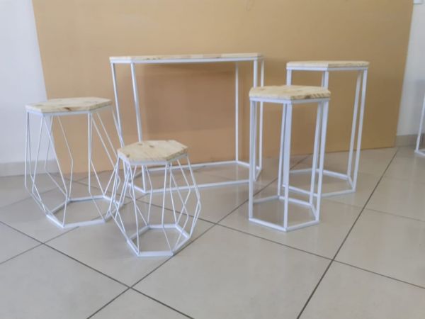 Kit mesas de ferro sextavadas  Desmontáveis