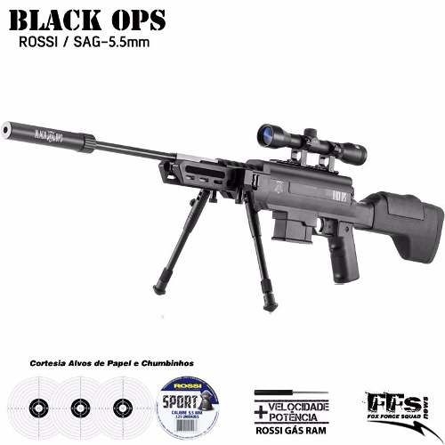 Rifle Pressão Chumbinho Black Ops Sniper 5.5 Nitro + Luneta