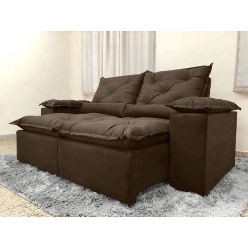 Estofado Retratil Reclinavel Fenix 230 2x115 Veludo Marrom 03 Diviminas