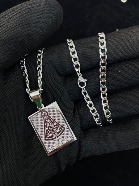 cordão c/ pingente de aço inoxidáve